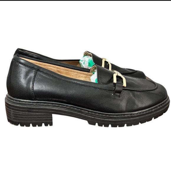 Kelly & Katie Women’s Y2K Size 9.5 Black Metal Accent Chunky Heel Loafers Preppy - Picture 8 of 13